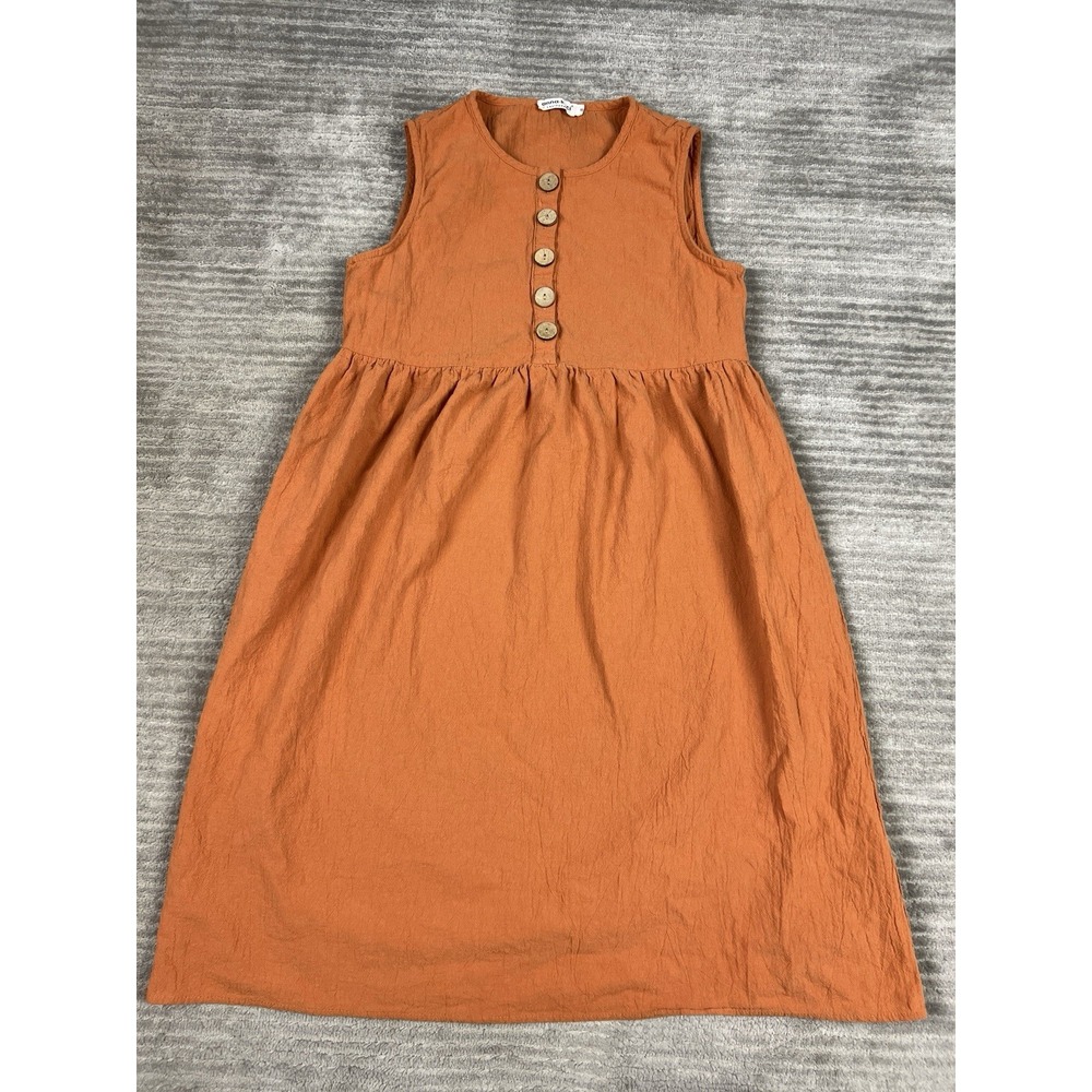 Anna Kaci Dress Womens Small Orange Sleeveless Knee Length Polyester Blend Casua